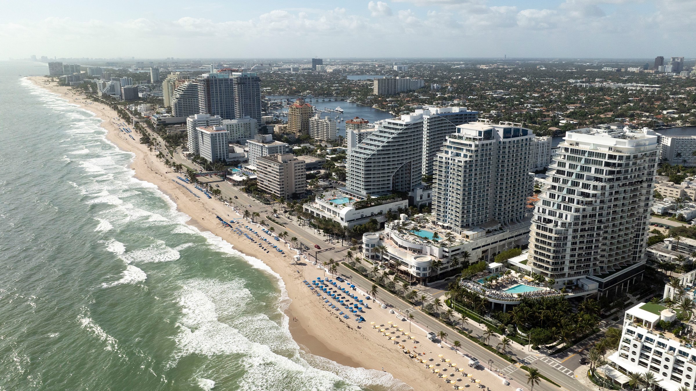 Aerial view from the beach of Fort Lauderdale