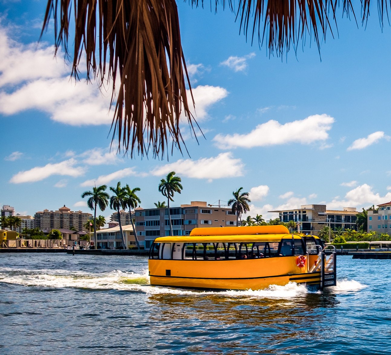 Fort Lauderdale Water Taxis crossing on the Intracoastal waterway