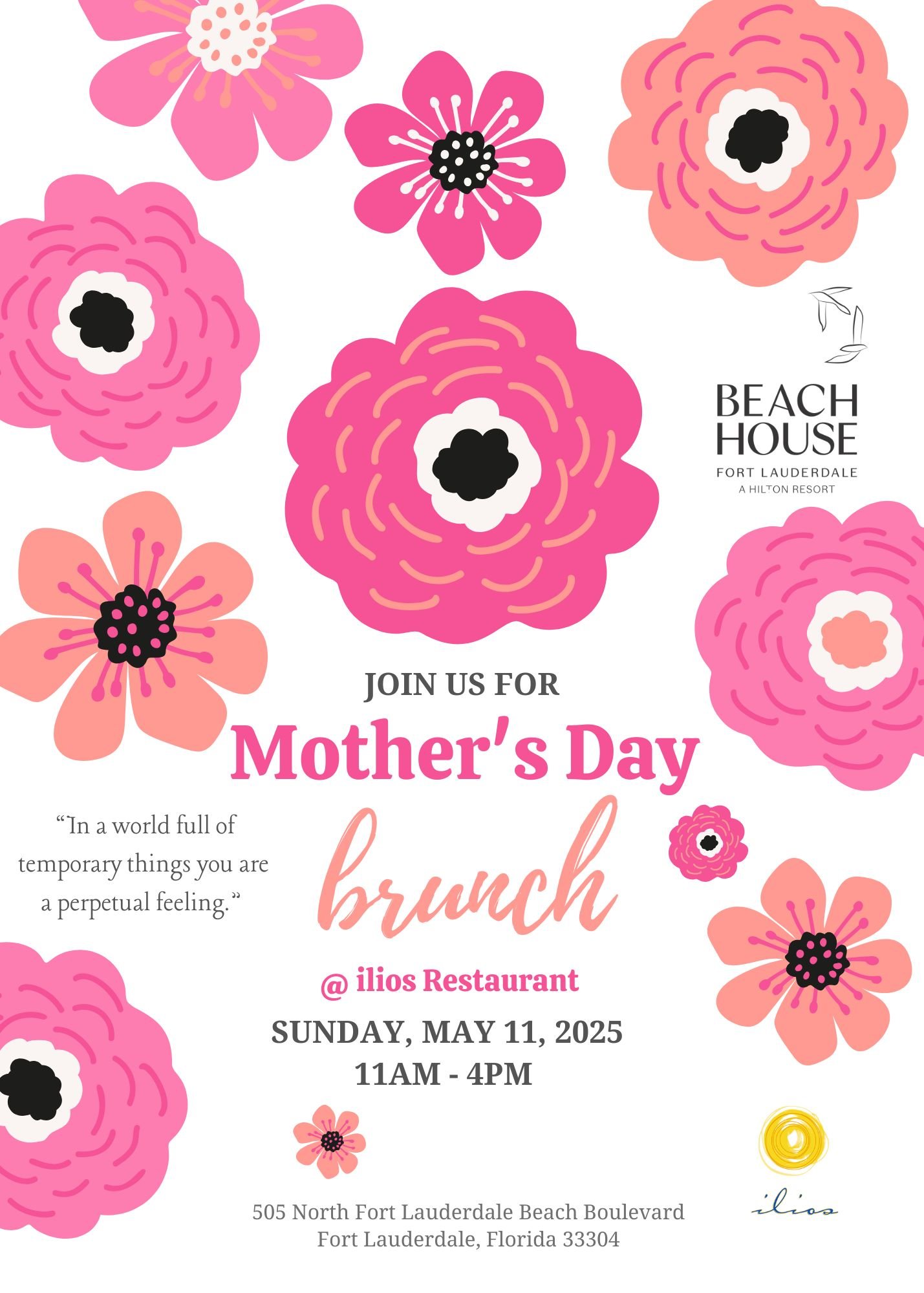 a mother's day poster with various drawn pink flowers