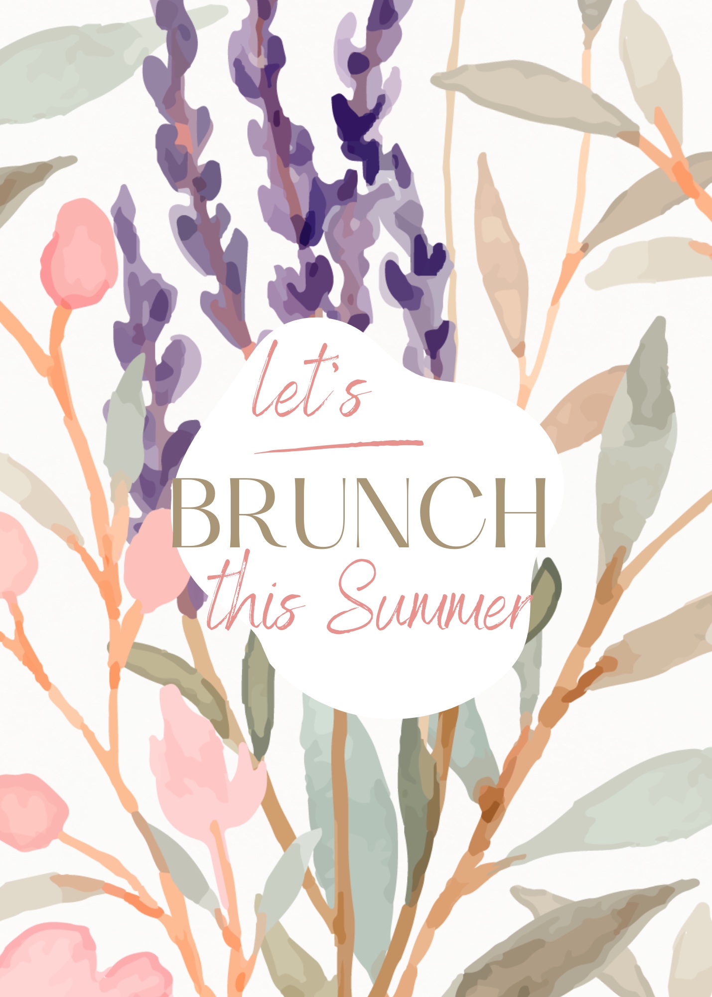 A watercolor illustration of flowers in pastel colors, with the words 