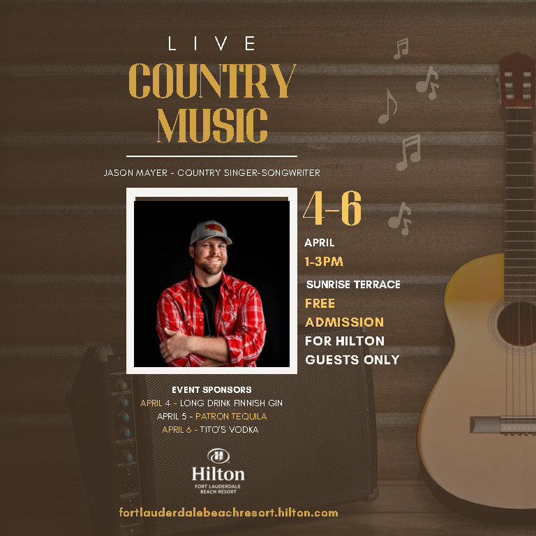 a poster of the live country music event displaying a photo of artist Jason Mayer
